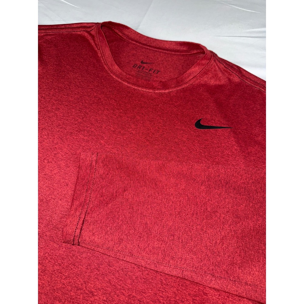 Nike Mens Dri-FIT Long Sleeve Shirt Red Heathered Training Top Large L